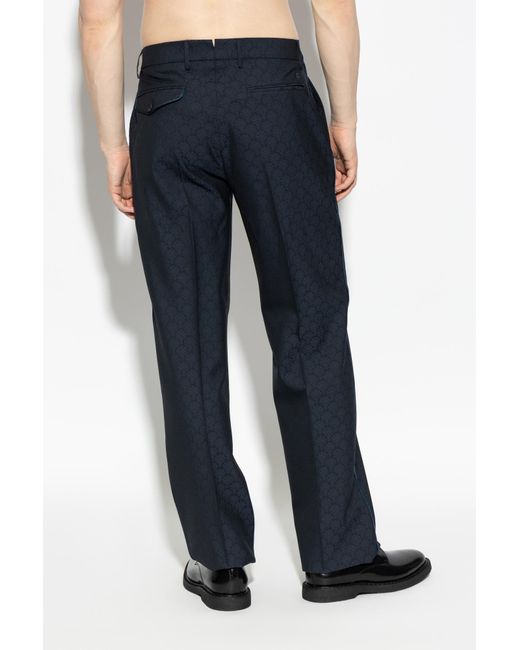 Etro Blue Patterned Tailored Pants for men