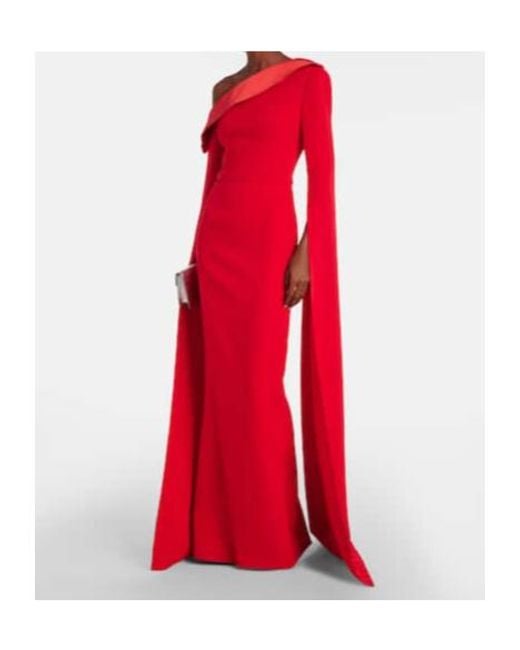 Safiyaa Red Rinoa Caped Crépe Gown