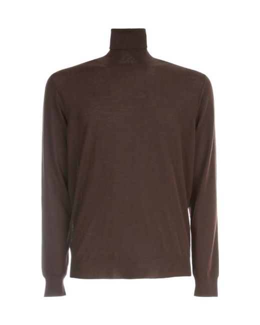 Drumohr Brown Roll Neck Merino Jumper for men