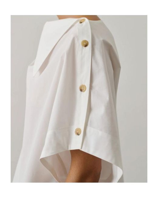 Soeur White Issa Button Short-Sleeve Blouse