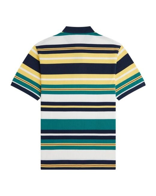 Fred Perry Blue Striped Relaxed Polo Shirt for men