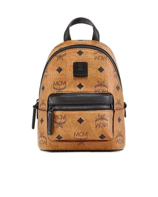 MCM Natural Stark Monogram Print Zipped Backpack for men