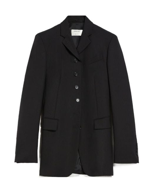 Sportmax Black Single-Breasted Wool Blazer