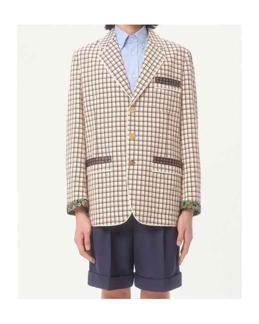 Valentino Natural Checked Single-Breasted Blazer for men