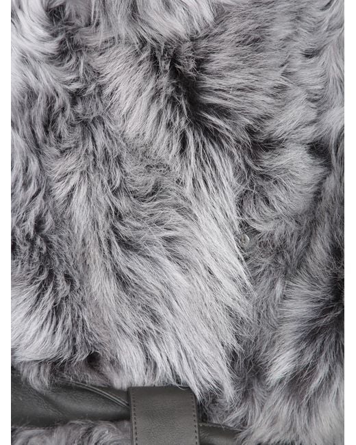 Yves Salomon Gray Shearling Belted Coat