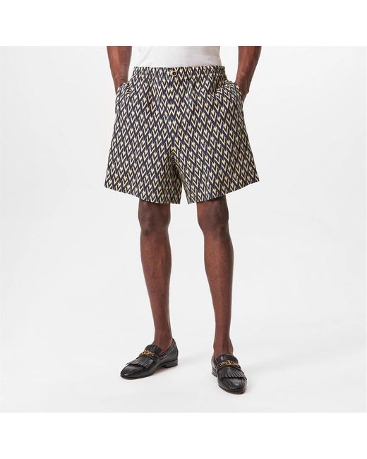 Valentino Blue Printed Graphic Shorts for men