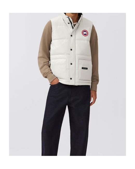 Canada Goose White Quilted Logo-Patch Gilet for men