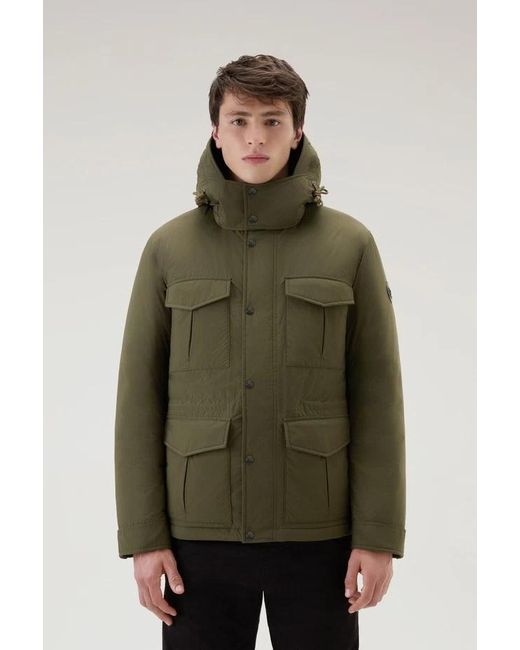 Woolrich Green Hooded Down Jacket for men