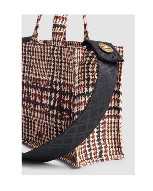 Patou Brown Logo-Embroidered Houndstooth Tote Bag