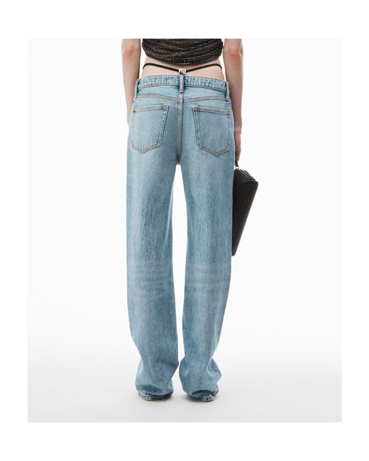 Alexander Wang Blue Pre-Styled Logo Thong Mid Rise Jeans