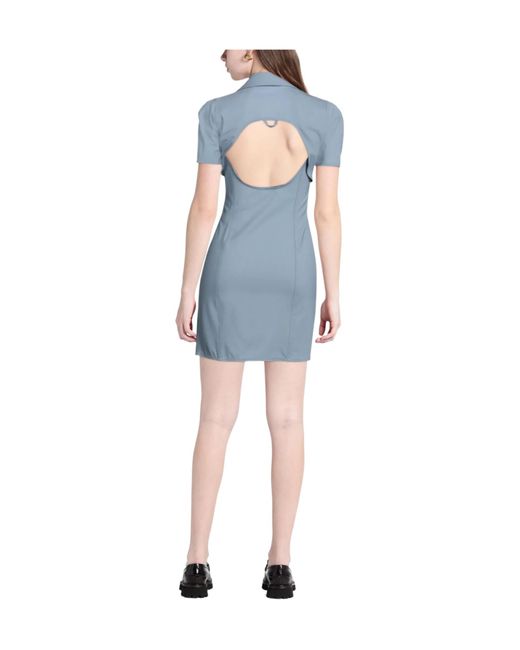 Jacquemus Blue Solid-Color Short-Sleeve Shirt Dress