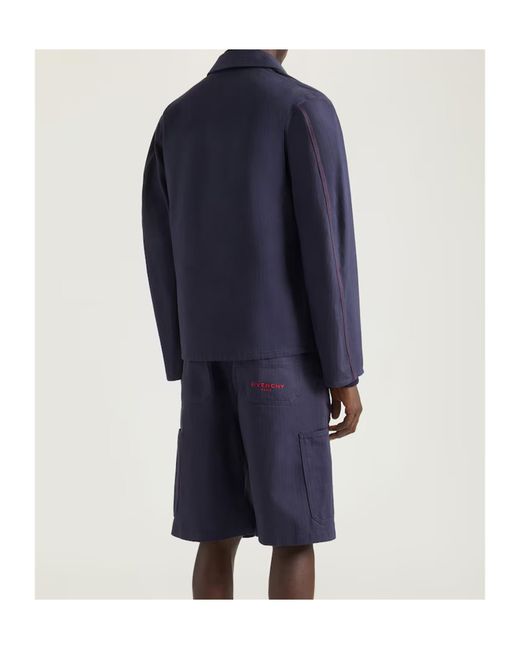 Givenchy Blue Embroidered Couture Seam Jacket for men
