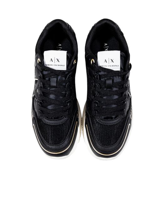 ARMANI EXCHANGE Black Logo-Patch Sneakers