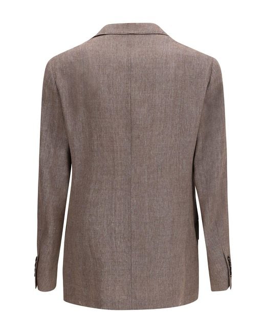 Brunello Cucinelli Brown Double Breasted Blazer for men