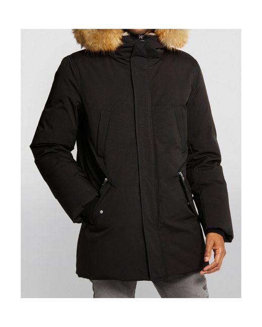 Mackage Blue Edward Fur Hooded Jacket for men