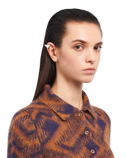 Prada White Symbole Clip Right Earring