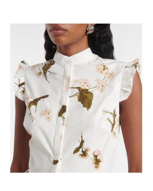 Erdem White Cotton Poplin Midi Dress