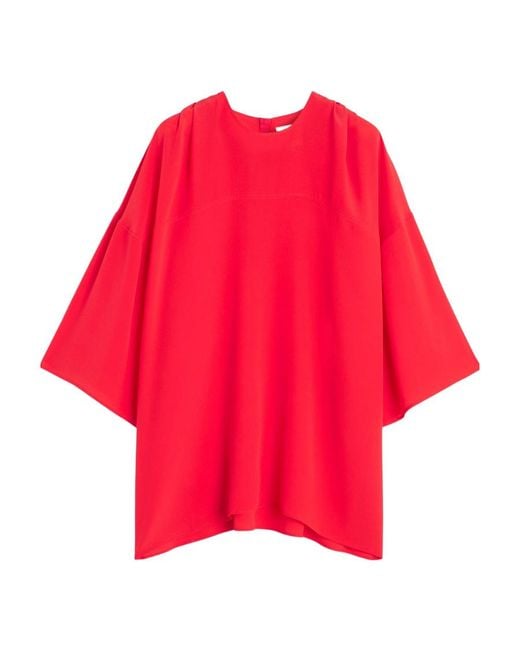 Lanvin Red Relaxed Fit Draped Blouse