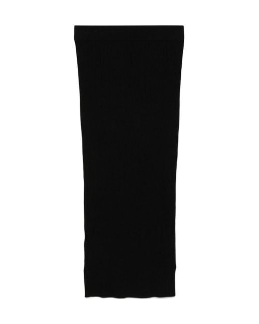 P.A.R.O.S.H. Black Ribbed-Knit Midi Skirt