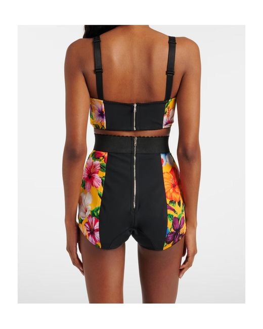 Dolce & Gabbana Red Floral Silk-Blend Shorts
