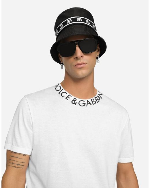 Dolce & Gabbana Black Logo-Tape Fedora Hat for men
