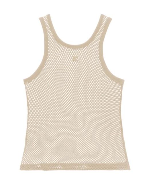 Courreges Natural Logo-Patch Mesh Top for men