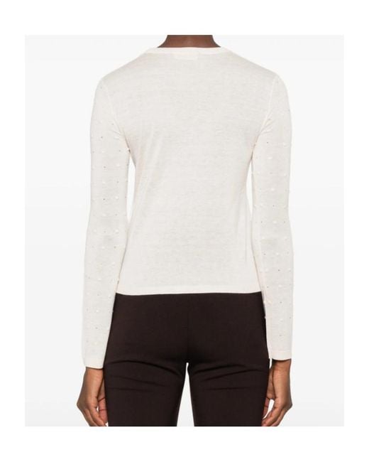 Max Mara White Crew Neck Long-Sleeved Knitwear