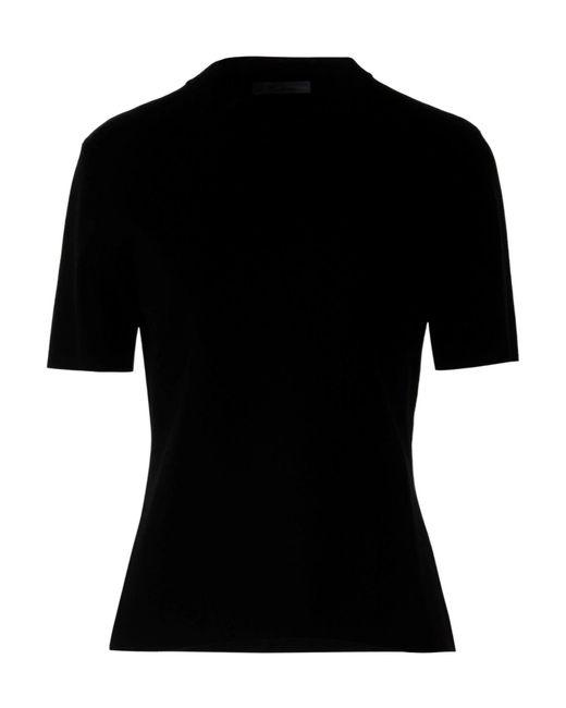 Max Mara Black Simple Solid-Color Knitted Short-Sleeved Top