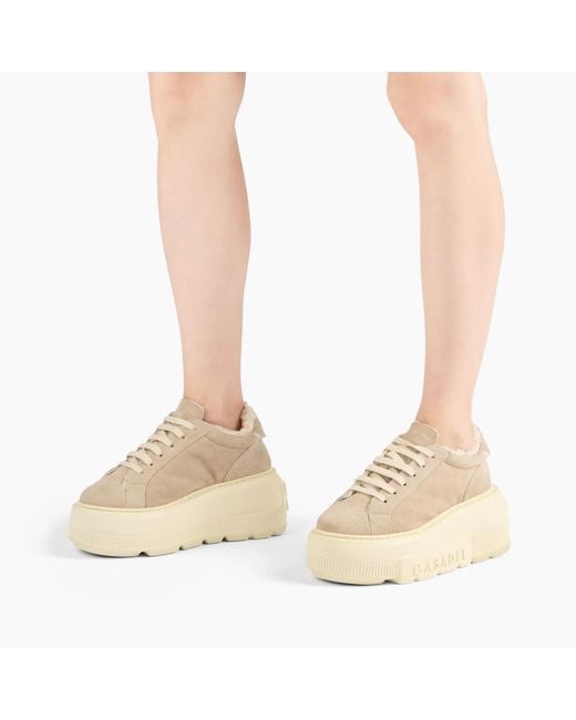 Casadei Natural Alpsenales Nexus Platform Shearling Sneakers