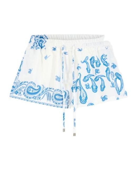 The Attico Blue The Patterned Elastic Waist Shorts