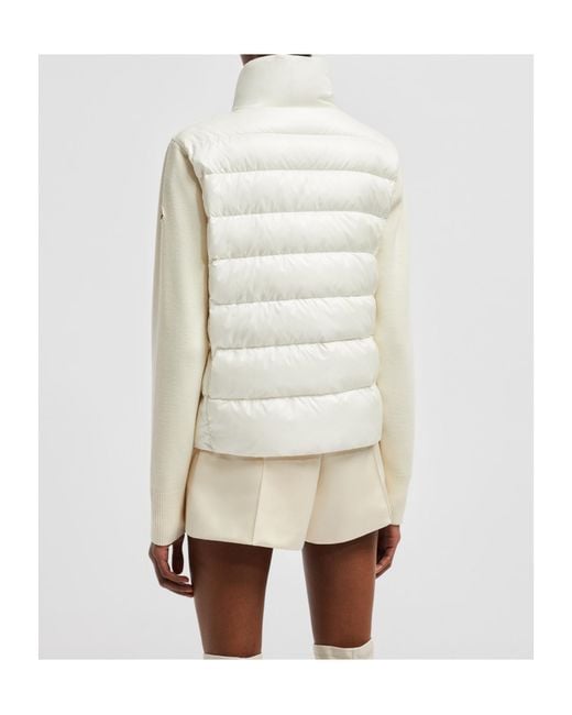 Moncler White Logo Patch Zip-Up Jacket