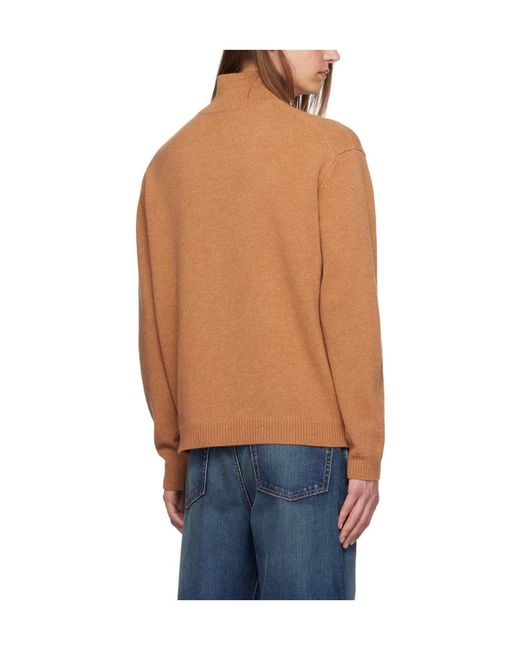 Maison Kitsuné Blue High-Neck Knitted Sweater for men