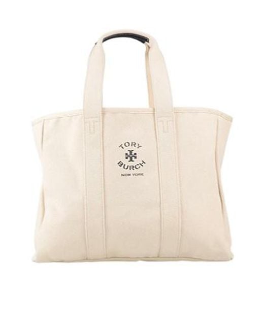 Tory Burch Natural Large Canvas Handbag