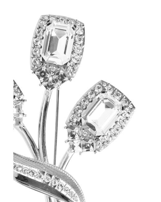 Dolce & Gabbana White Sartoria Floral Embellished Brooch for men