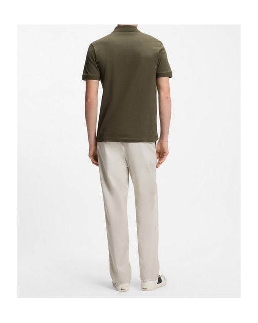 Boss Green Logo-Patch Zip-Up Polo Shirt for men