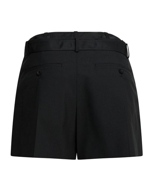 Sacai Black Buckle Detailed Shorts