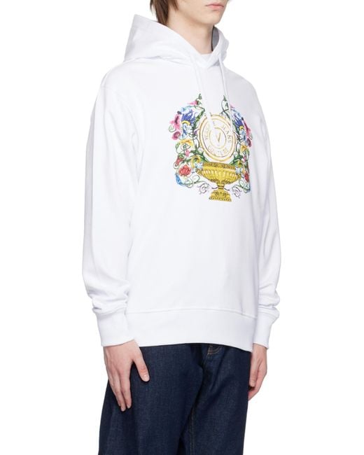 Versace Jeans White Couture Logo-Printed Drawstring Hoodie for men