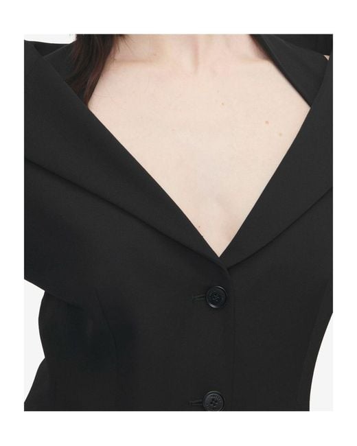 McQueen Black Off-The-Shoulder Harness Jacket