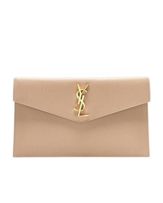 Saint Laurent Natural Logo Clamshell Clutch