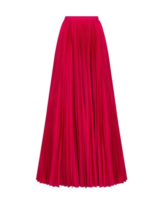Dior Red Long Pleated Skirt