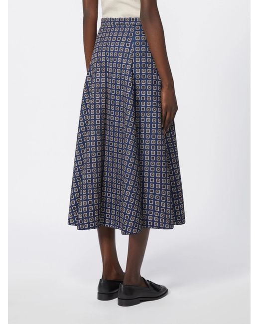Max Mara Blue Printed Midi Skirt