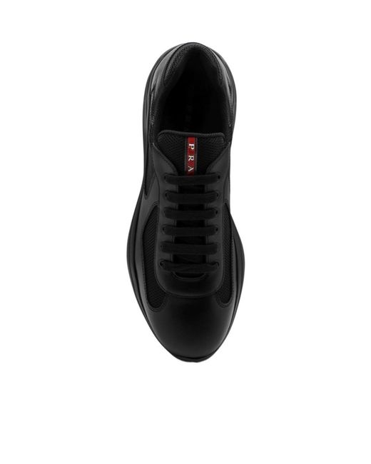 Prada Black Americas Cup Lace-Up Sneakers for men