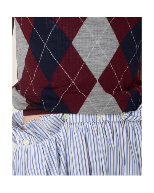 Miu Miu Red Wool Argyle Polo Shirt