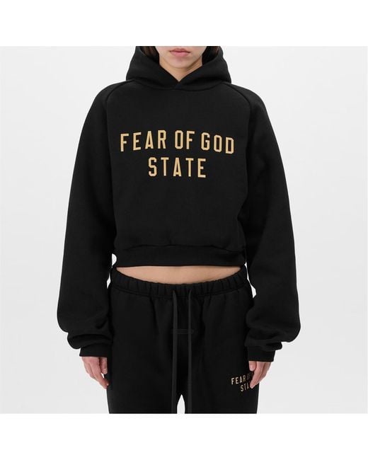 Fear Of God Black Logo Hooded Sweatshirt