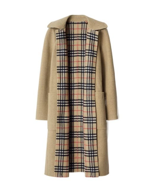 Burberry Natural Reversible Wool Wrap Coat