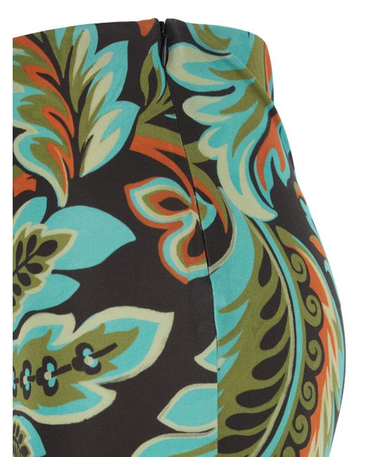 Etro Green Printed Jersey Pants