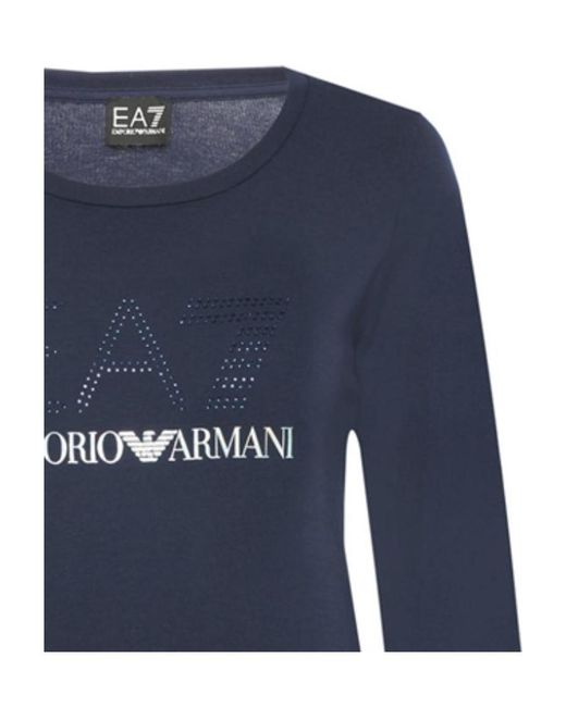 Emporio Armani Blue Logo Long-Sleeved T-Shirt