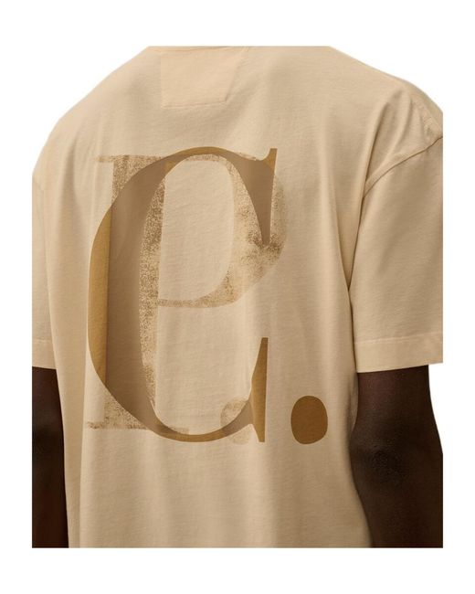 C P Company Natural Logo Print T-Shirt for men