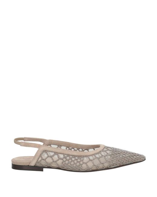 Brunello Cucinelli White Pointed-Toe Flat Shoes