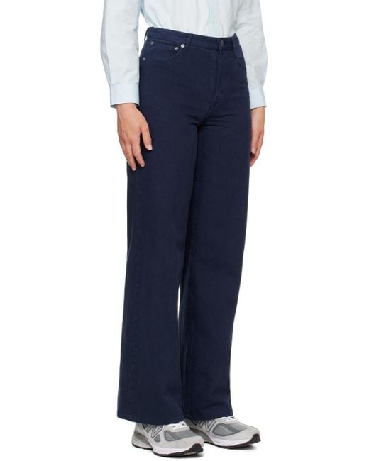 A.P.C. Blue Elisabeth Button Detailed Wide Leg Jeans